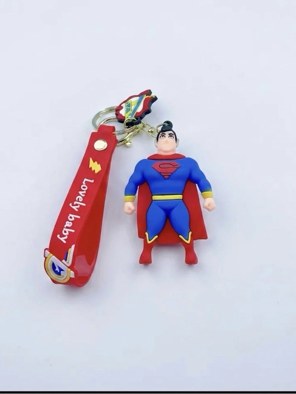 Superman Superhero Keyring Rubber Action Figure Keychain Bag Charm Toy Gift